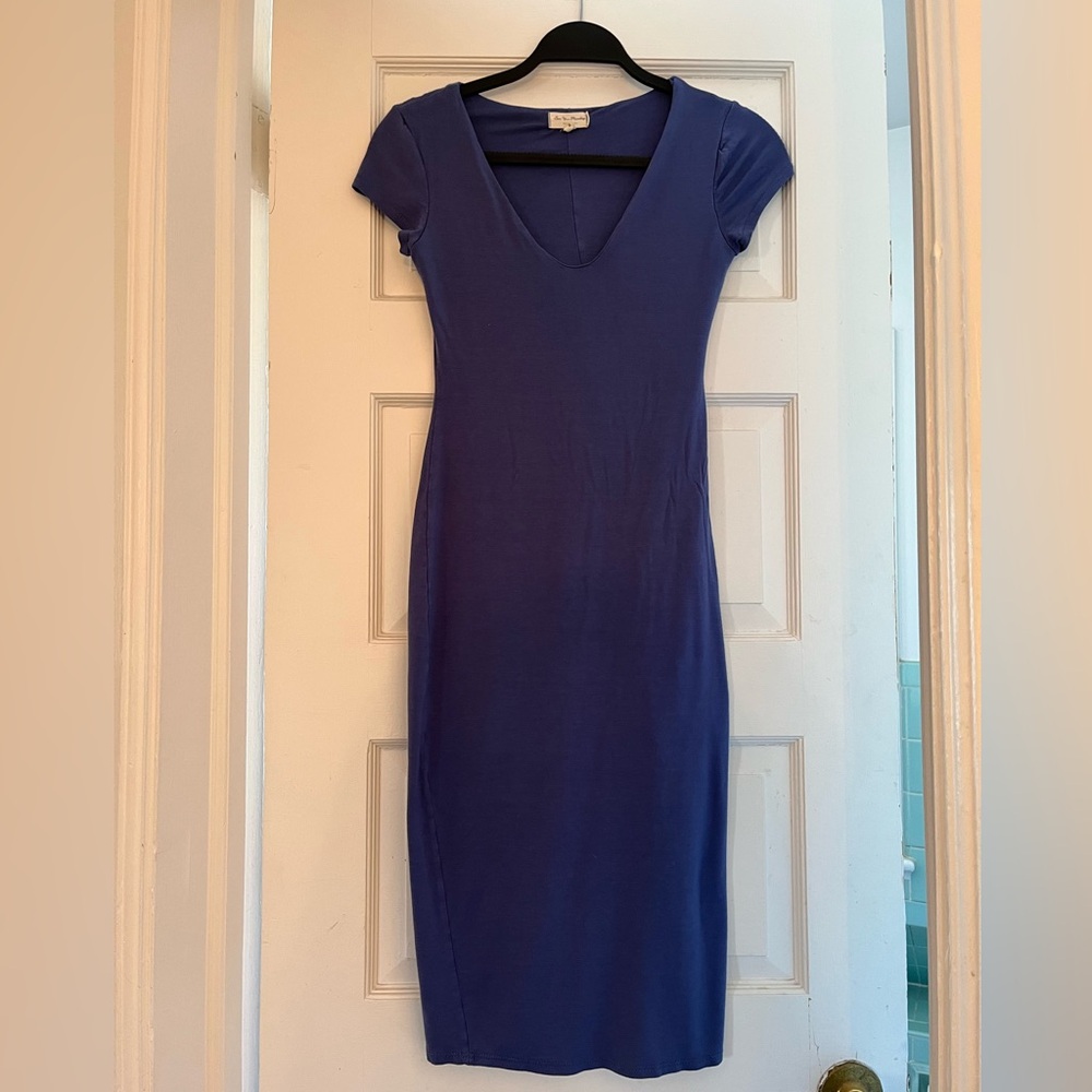 Flattering Blue V-Neck Dress